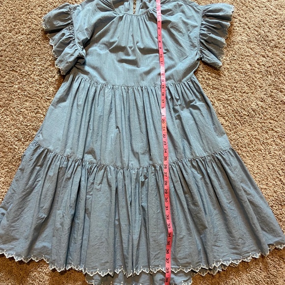 Ulla Johnson Light Blue, Cotton, Flutter-Sleeve, Tired Dress - Picture 6 of 9